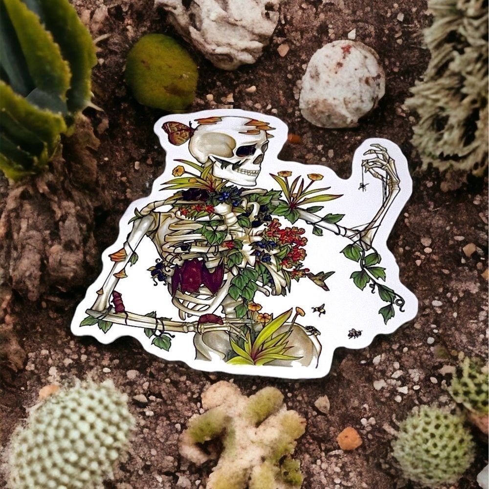 NWT Wool + Pepper Co. Skeleton with Flowers Sticker